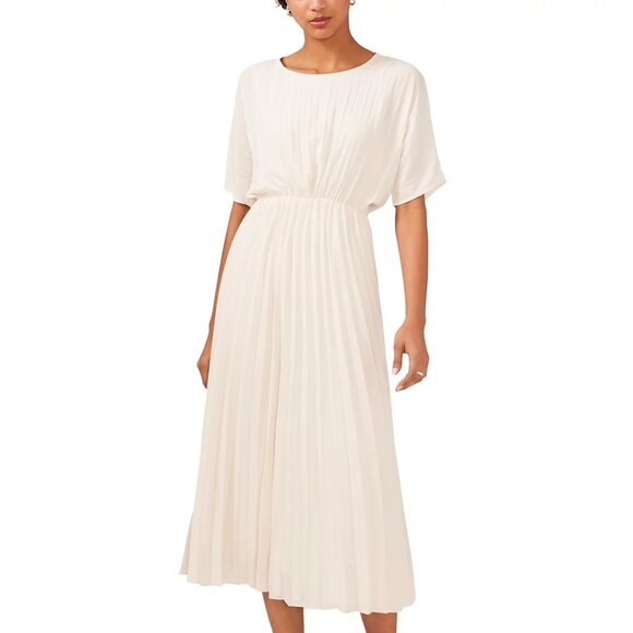 MSK Petite Pleated Dolman-Sleeve Midi Dress Birch Size Medium Petite - Picture 1 of 4